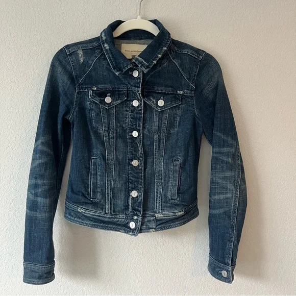 Anthropologie Blue Jean Jacket Fitted Cropped - Picture 2 of 5